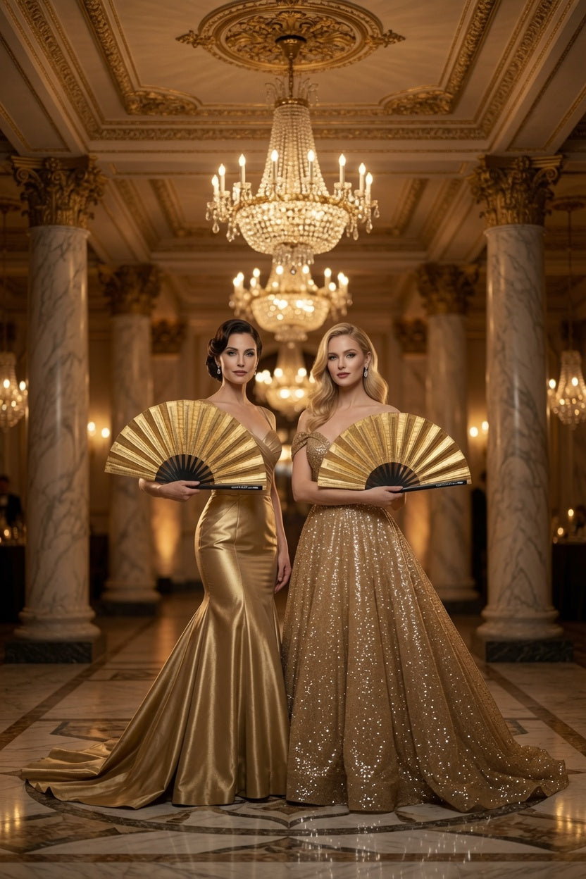 Luxurious Gold Fabric - Hand Fan