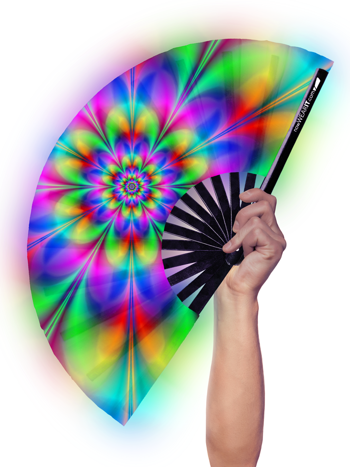 Neon Flower - Hand Fan