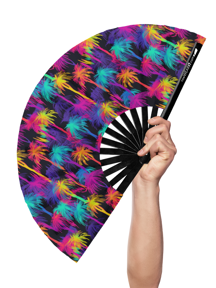 Neon Palm Trees - Hand Fan