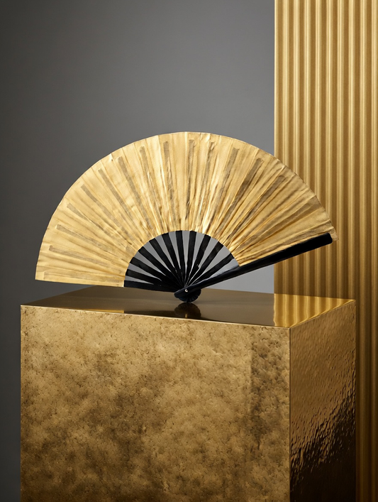 Luxurious Gold Fabric - Hand Fan