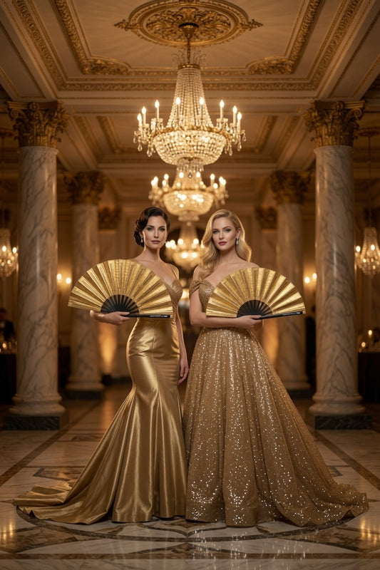 Luxurious Gold Fabric - Hand Fan