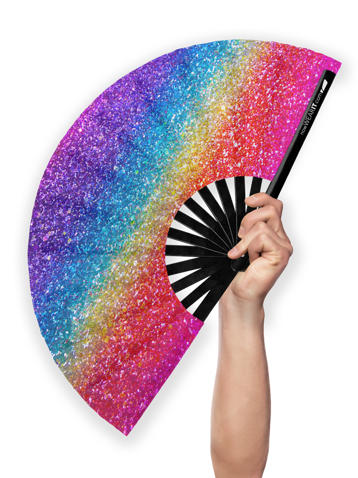 Rainbow Glitter - Hand Fan