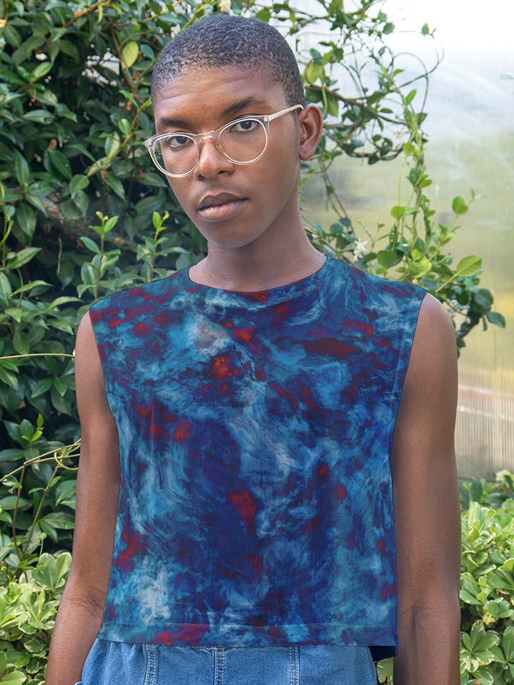 Undersea Volcano - Mesh Sleeveless Crop Top