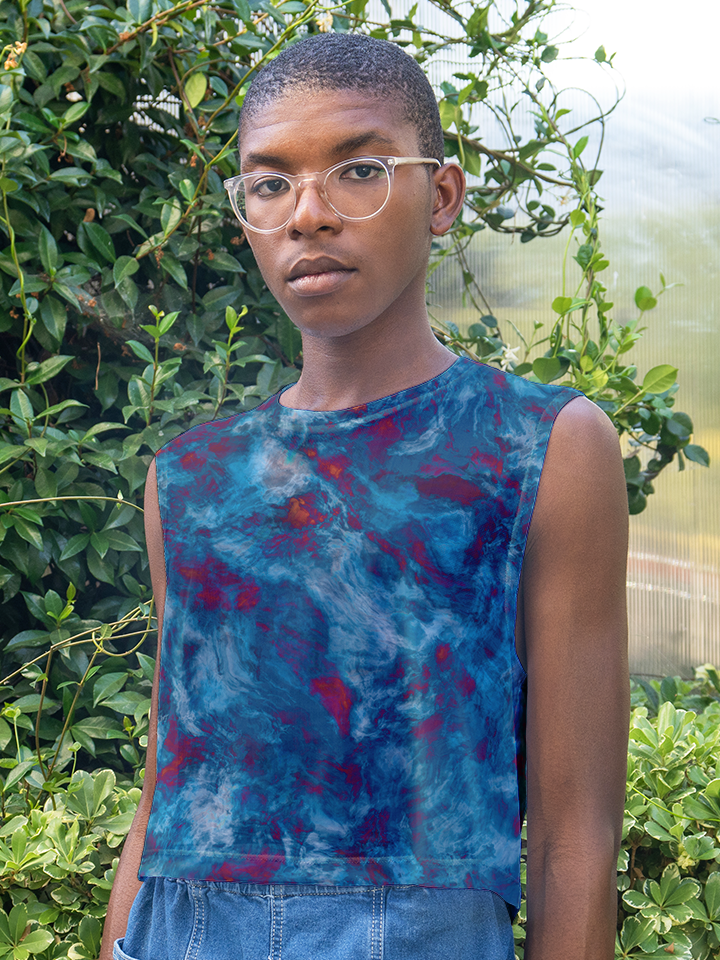 Undersea Volcano - Mesh Sleeveless Crop Top