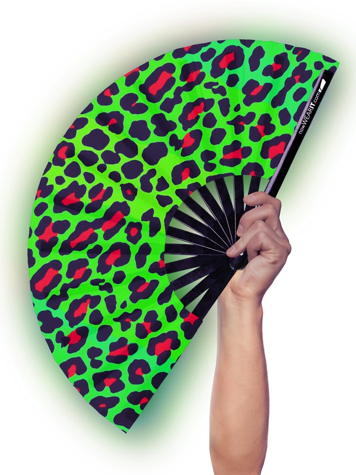 Green Leopard - Hand Fan