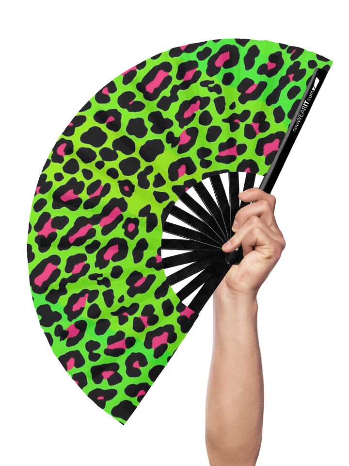 Green Leopard - Hand Fan