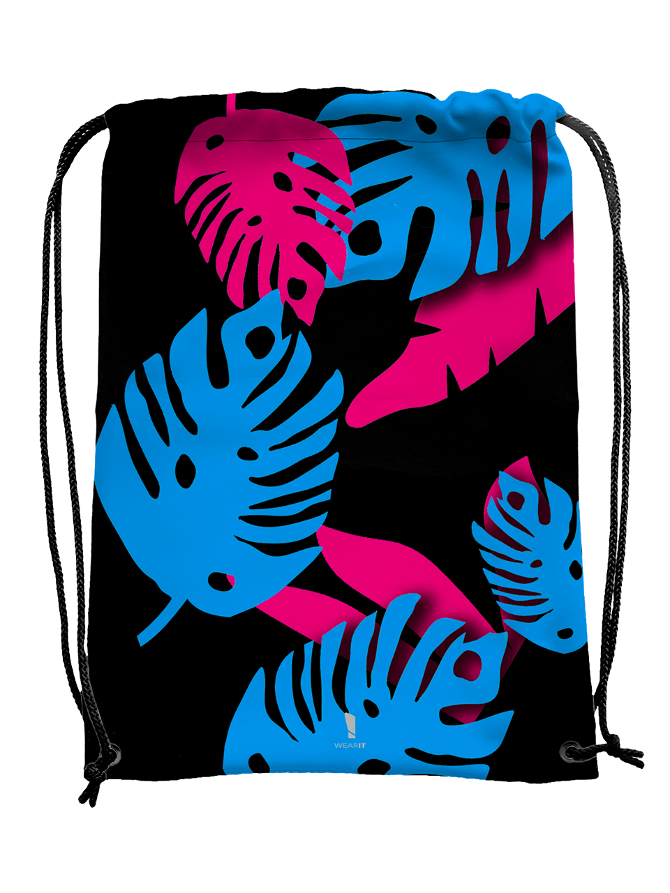 Neon Palm Leaves - Drawstring Bag
