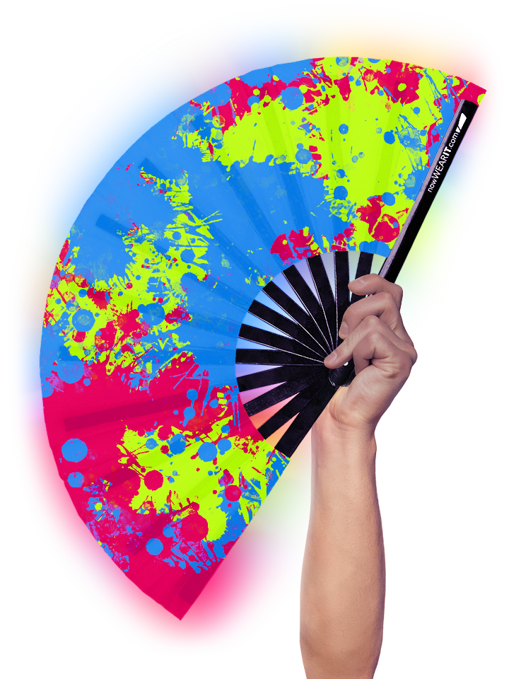 Neon Splats - Hand Fan