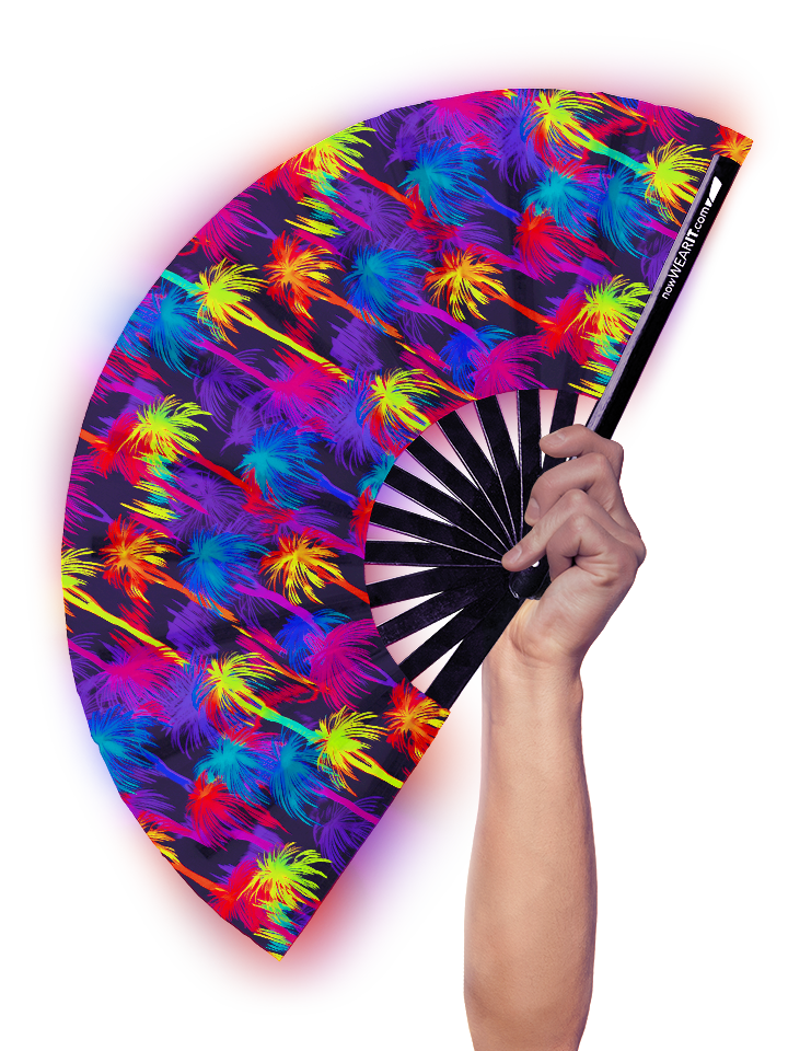 Neon Palm Trees - Hand Fan
