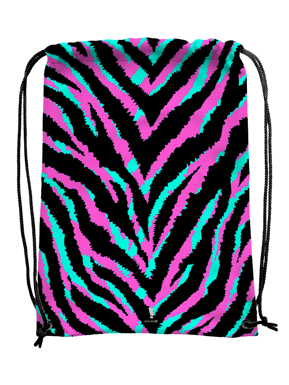 Pink Blue Zebra - Drawstring Bag