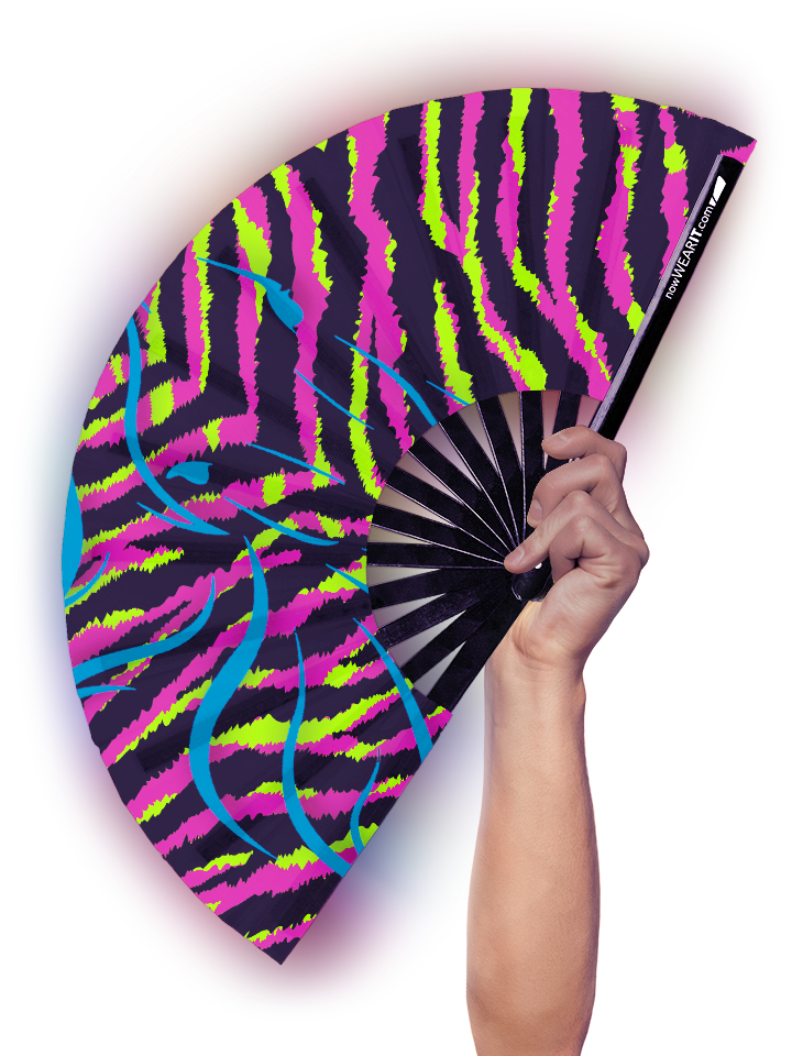 Pink Yellow Zebra - Hand Fan