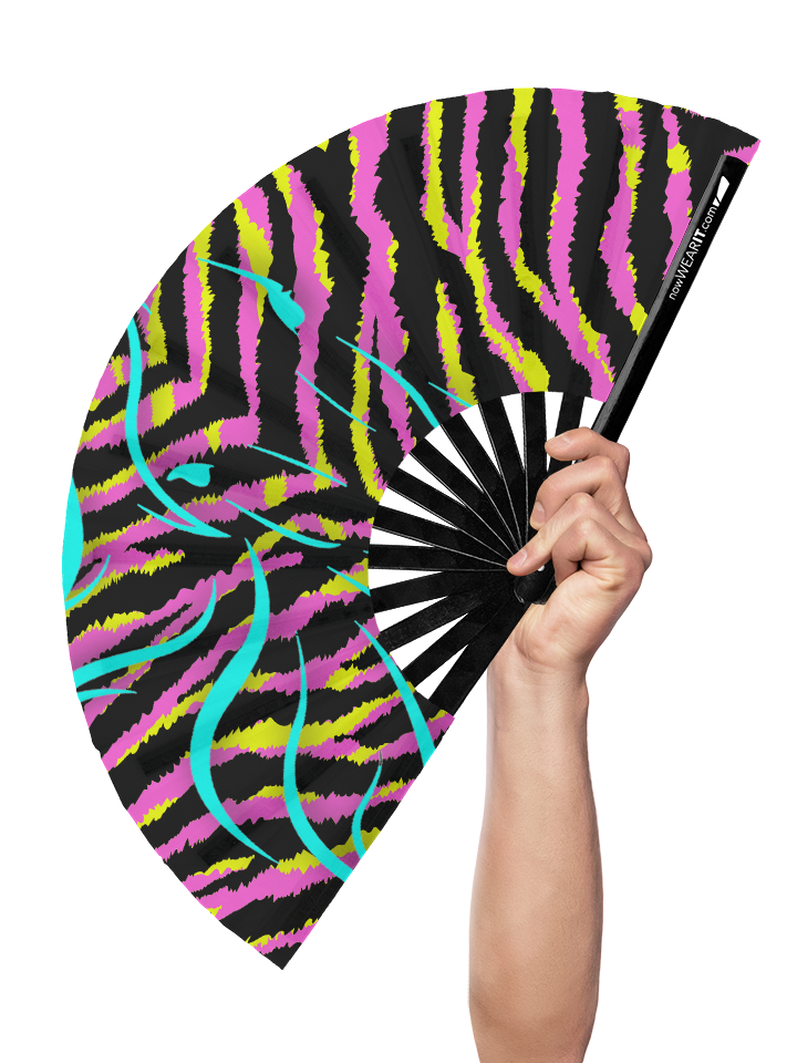 Pink Yellow Zebra - Hand Fan