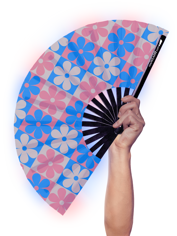 Trans Pride Daisies - Hand Fan