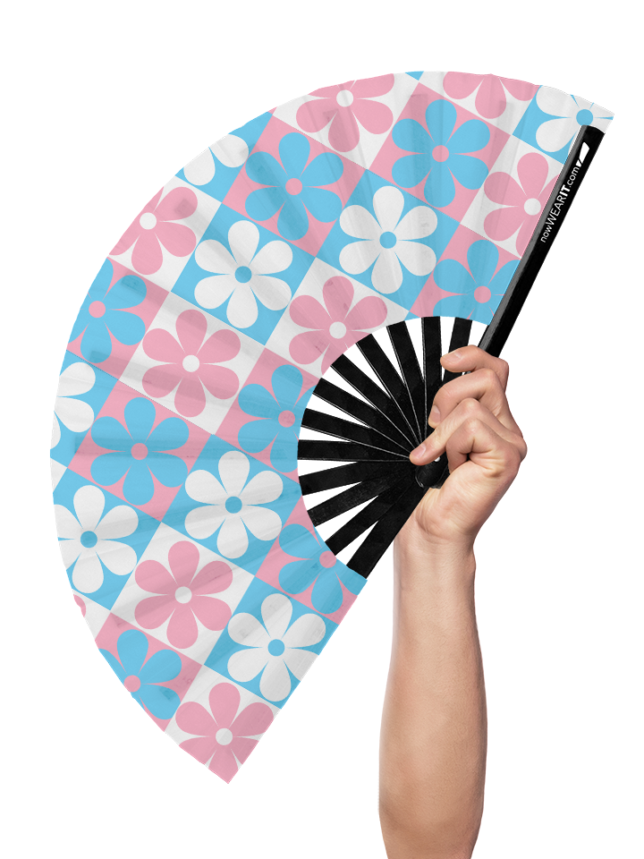 Trans Pride Daisies - Hand Fan