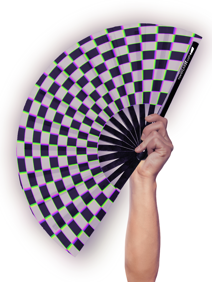 Trippy Checkers - Hand Fan