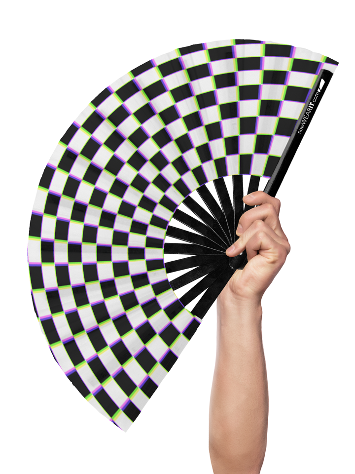 Trippy Checkers - Hand Fan