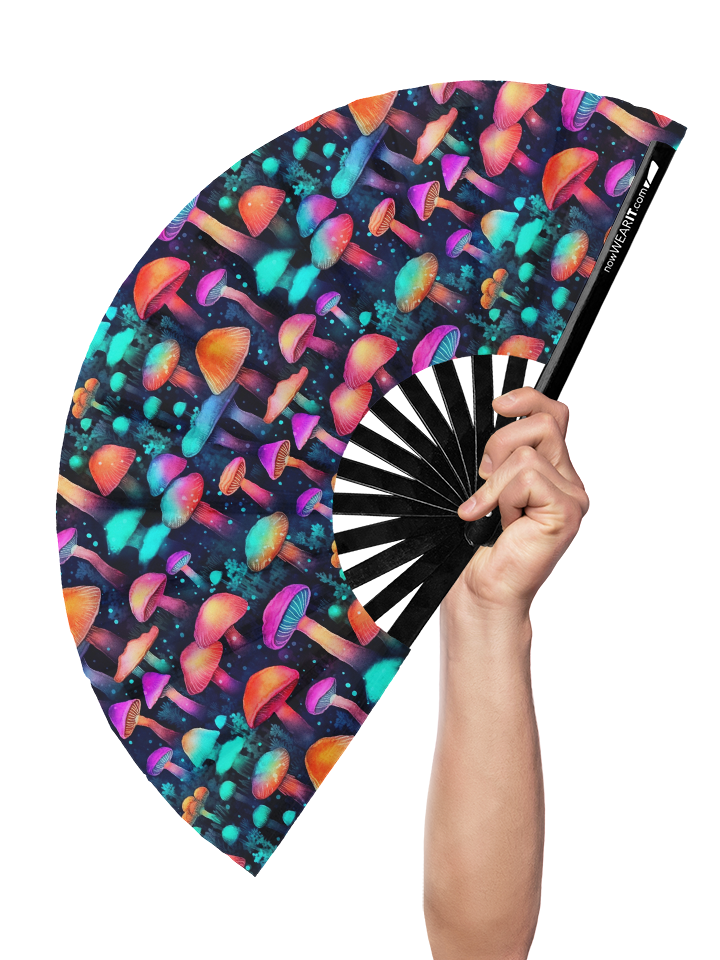 Trippy Shrooms - Hand Fan