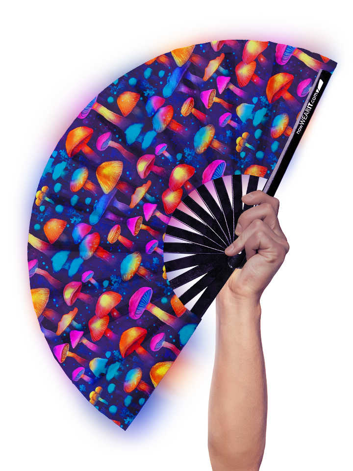 Trippy Shrooms - Hand Fan